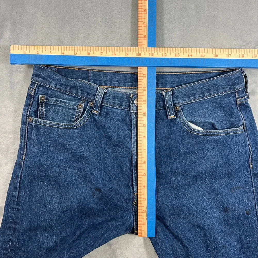 LEVI'S‎ 501 Jeans Mens 36x32 Button Fly Straight Leg Blue Denim Casual Stained